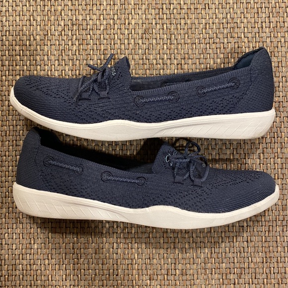 Skechers 7.5 Navy Memory Foam Slip On Sneakers - Picture 6 of 9